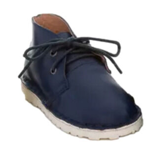 Coco Jumbo Toddlers Leather Lace up ankle booties sz.7 navy blue unisex